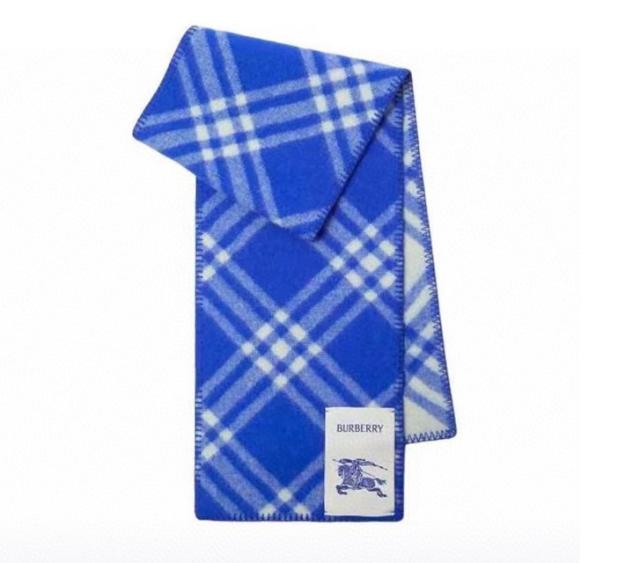 BBR Wool Checked Scarf Blue