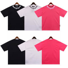 Palm Angels 24SS Neck  Logo T-Shirt White Black Pink