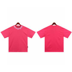 Palm Angels 24SS Neck  Logo T-Shirt White Black Pink
