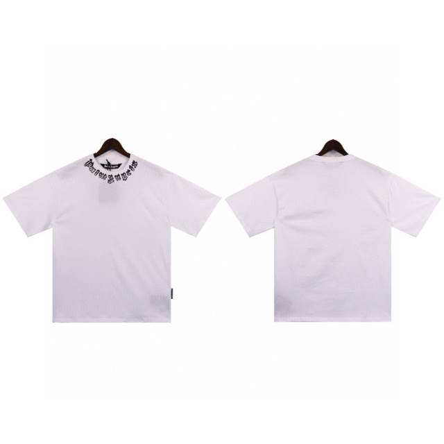 Palm Angels 24SS Neck  Logo T-Shirt White Black Pink