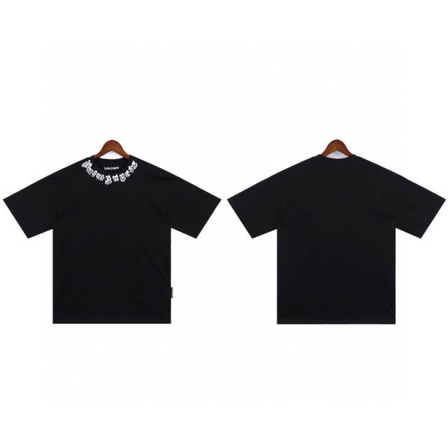 Palm Angels 24SS Neck  Logo T-Shirt White Black Pink