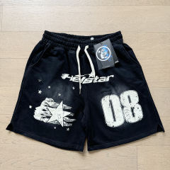 Hellstar 08 Letter Logo Print Washed Shorts Version shorts
