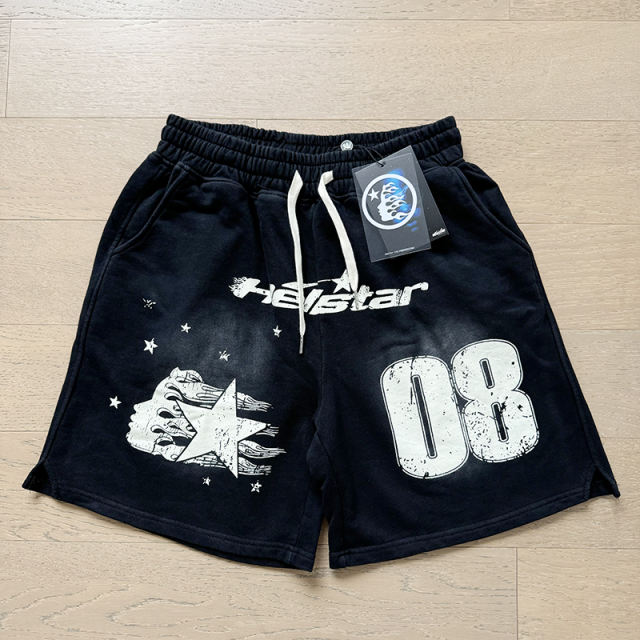 Hellstar 08 Letter Logo Print Washed Shorts Version shorts