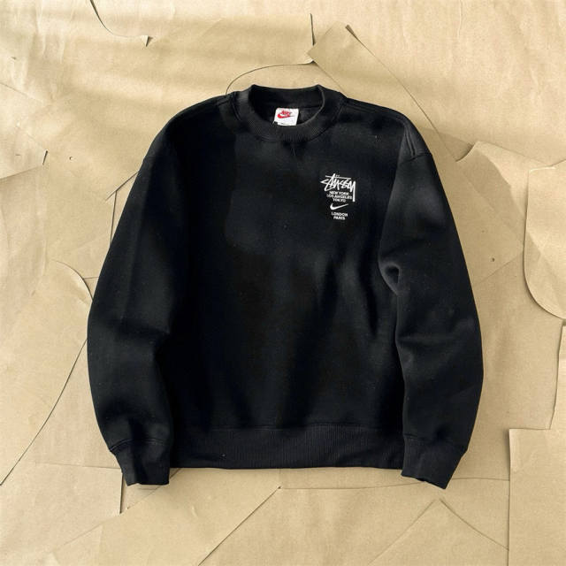 Stussy x Ni** 22SS Crewneck Sweatshirt Gray Black