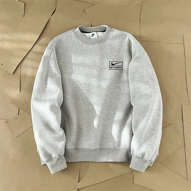 Stussy x Ni** 22SS Crewneck Sweatshirt Gray Black