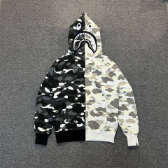 [Best Quality] 1:1 BAPE Shark Full Zip-up Half Camo Hoodie Glow in the Dark