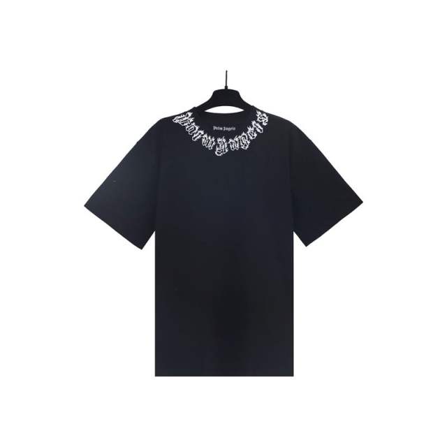 Palm Angels 24SS Neck Flame Logo T-Shirt White Black Pink Blue