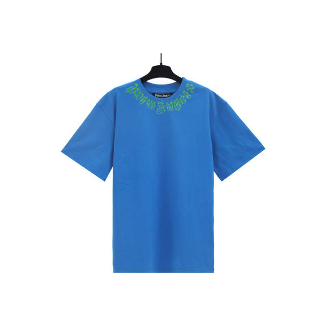 Palm Angels 24SS Neck Flame Logo T-Shirt White Black Pink Blue