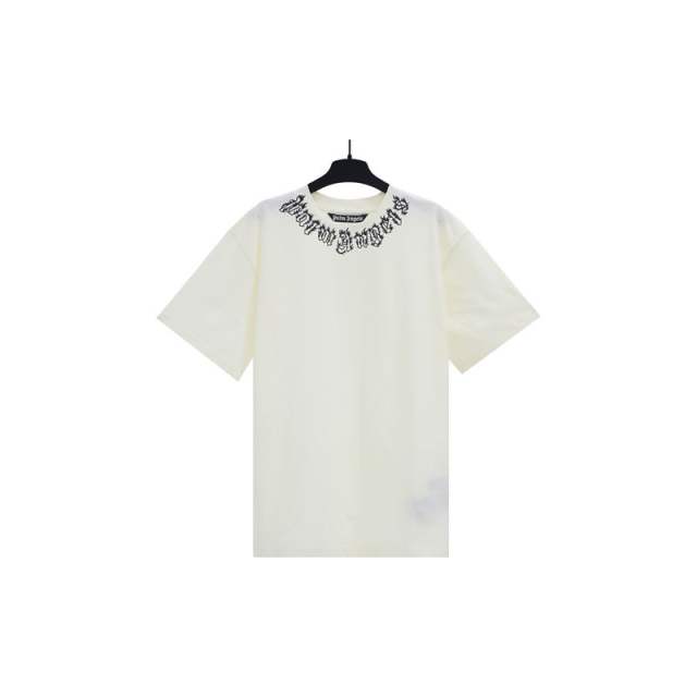 Palm Angels 24SS Neck Flame Logo T-Shirt White Black Pink Blue