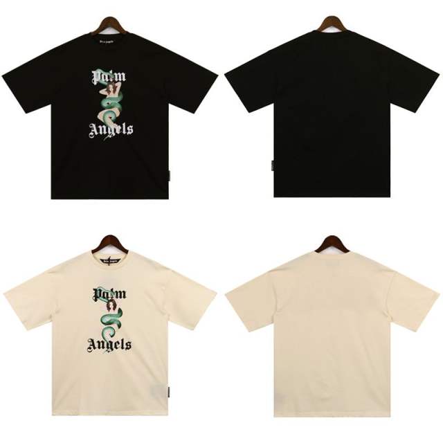 Palm Angels Snake Women T-Shirt Beige Black