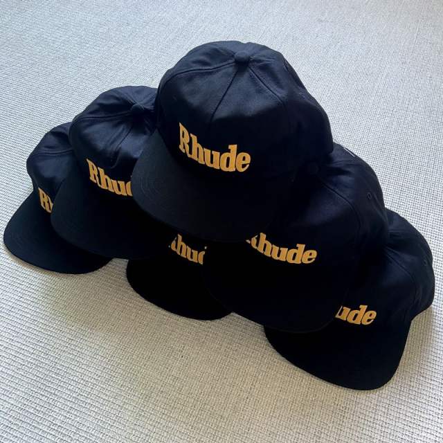 Rhude Hat with Yellow Foaming Print Logo