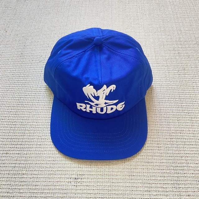 Rhude Blue Hat with White Foaming Print Logo