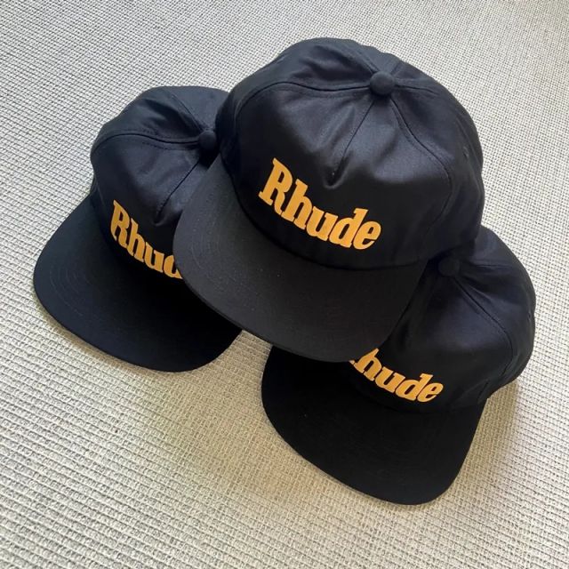 Rhude Hat with Yellow Foaming Print Logo