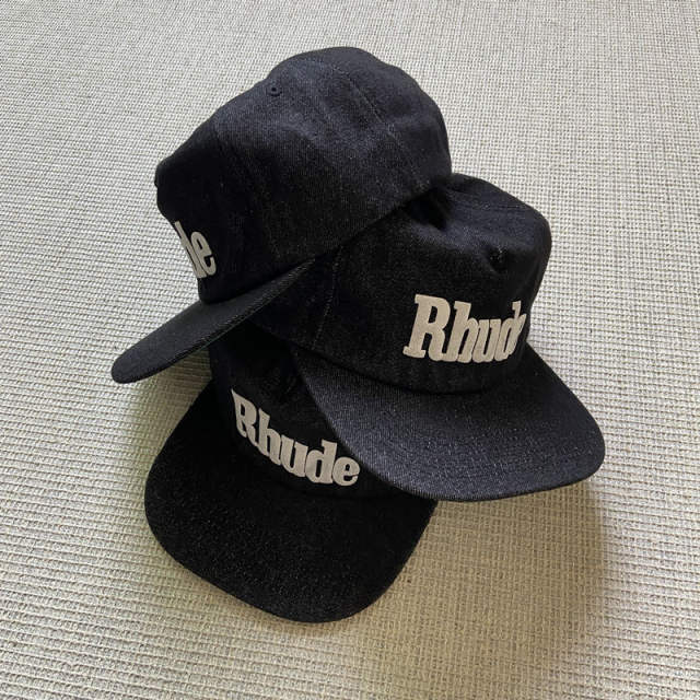 Rhude Black Hat with White Foaming Print Logo