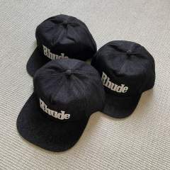Rhude Black Hat with White Foaming Print Logo