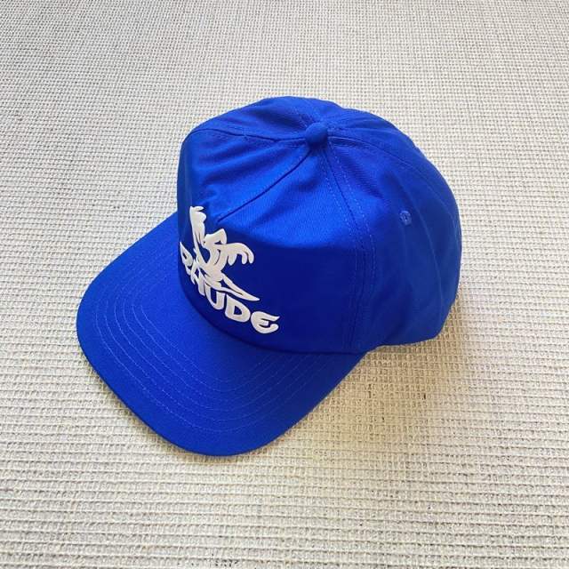 Rhude Blue Hat with White Foaming Print Logo
