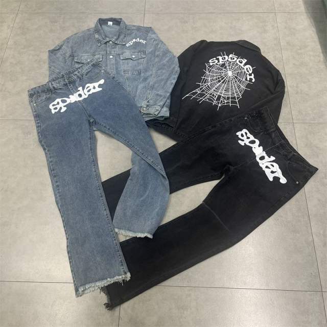 Sp5der Denim Jacket Blue Black
