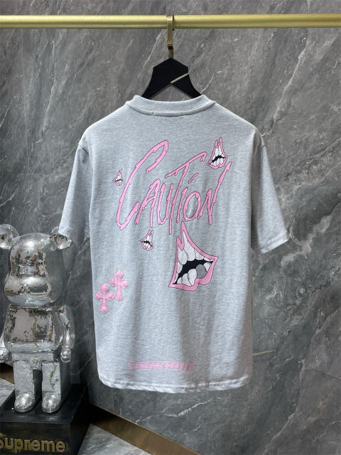 Chr0me Hearts CAUTION Logo Tee T-Shirt Black White Gray