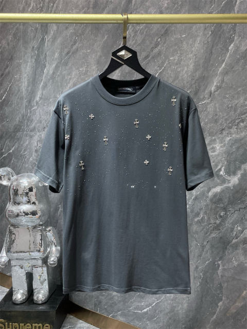 Chr0me Hearts Rheinstone Tee T-Shirt Black White Gray