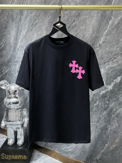 Chr0me Hearts Embroidered Horseshoe Logo Tee T-Shirt Black White Gray