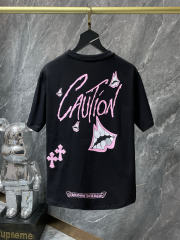 Chr0me Hearts CAUTION Logo Tee T-Shirt Black White Gray