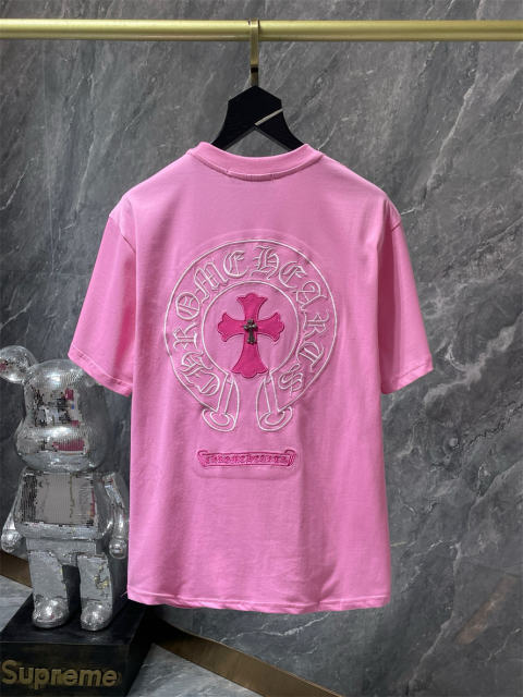 Chr0me Hearts Embroidered Horseshoe Logo Tee T-Shirt Black White Gray