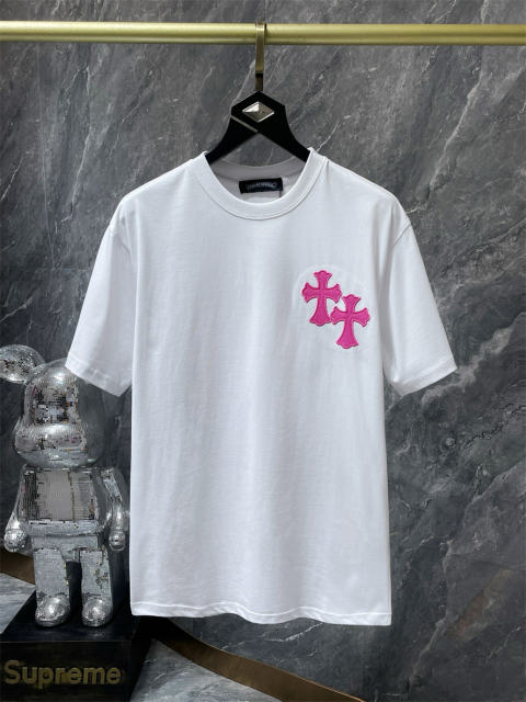 Chr0me Hearts Embroidered Horseshoe Logo Tee T-Shirt Black White Gray