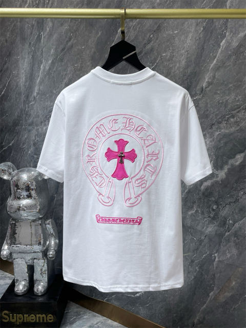 Chr0me Hearts Embroidered Horseshoe Logo Tee T-Shirt Black White Gray