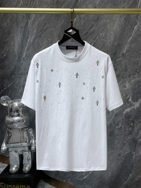 Chr0me Hearts Rheinstone Tee T-Shirt Black White Gray