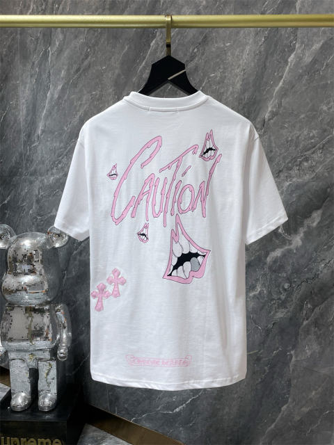 Chr0me Hearts CAUTION Logo Tee T-Shirt Black White Gray