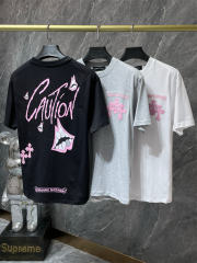 Chr0me Hearts CAUTION Logo Tee T-Shirt Black White Gray