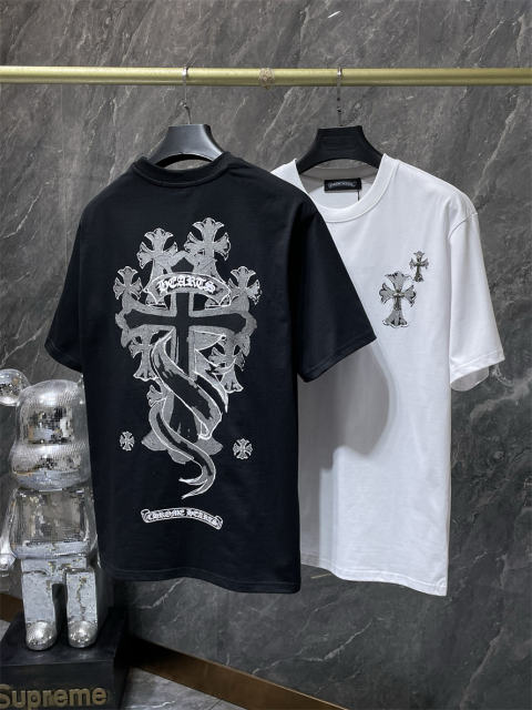 Chr0me Hearts Gray Cross Tee T-Shirt Black White