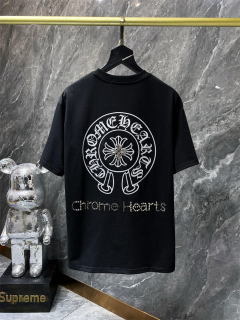 Chr0me Hearts Rheinstone Logo Tee T-Shirt Black White