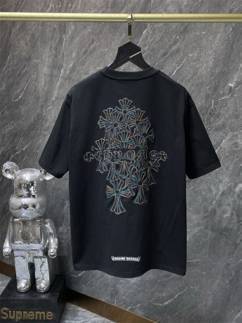Chr0me Hearts Rheinstone Cross Logo Tee T-Shirt Black White