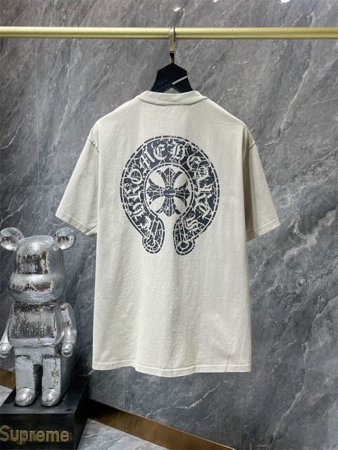Chr0me Heart Overlapping Phantom Logo Horseshoe Cross Printed Washed tee 2 colors