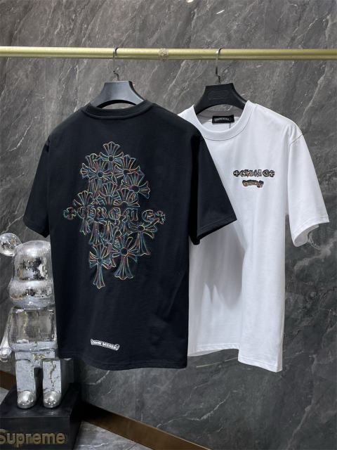 Chr0me Hearts Rheinstone Cross Logo Tee T-Shirt Black White