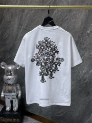 Chr0me Hearts Rheinstone Cross Logo Tee T-Shirt Black White