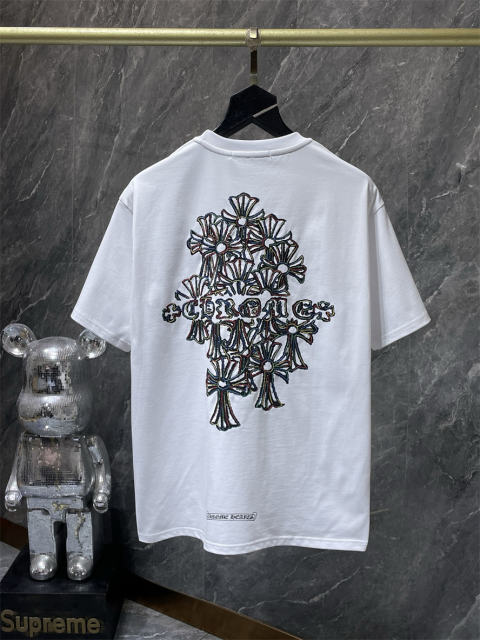 Chr0me Hearts Rheinstone Cross Logo Tee T-Shirt Black White