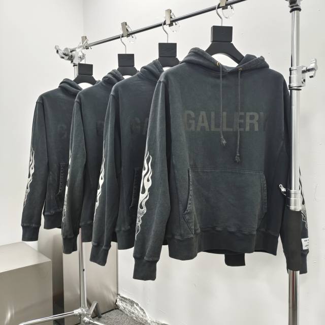1:1 quality Gallery Dept Sleeve Flame Logo Black Hoodie