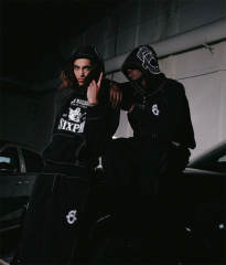 6PM Dirll Style Embroidery Hoodie Pants