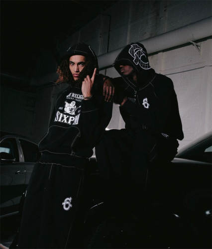 6PM Dirll Style Embroidery Hoodie Pants