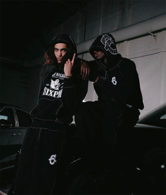 6PM Dirll Style Embroidery Hoodie Pants