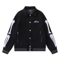 AM1RI Varsity Bone Sleeve Jacket Blue Black White