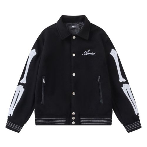 AM1RI Varsity Bone Sleeve Jacket Blue Black White