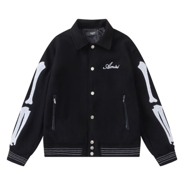AM1RI Varsity Bone Sleeve Jacket Blue Black White