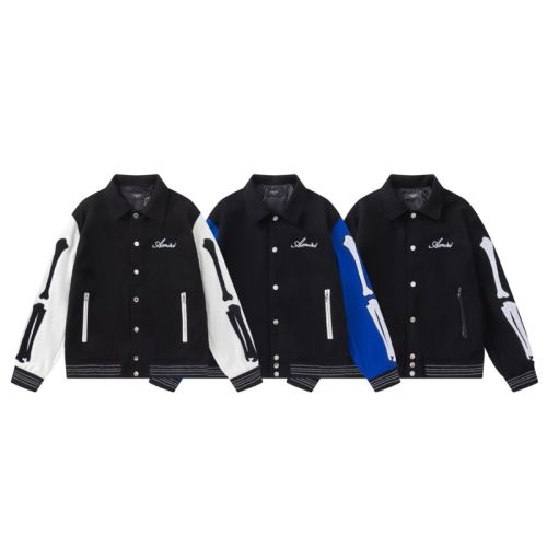 AM1RI Varsity Bone Sleeve Jacket Blue Black White