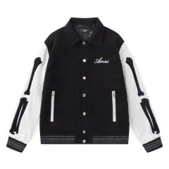 AM1RI Varsity Bone Sleeve Jacket Blue Black White