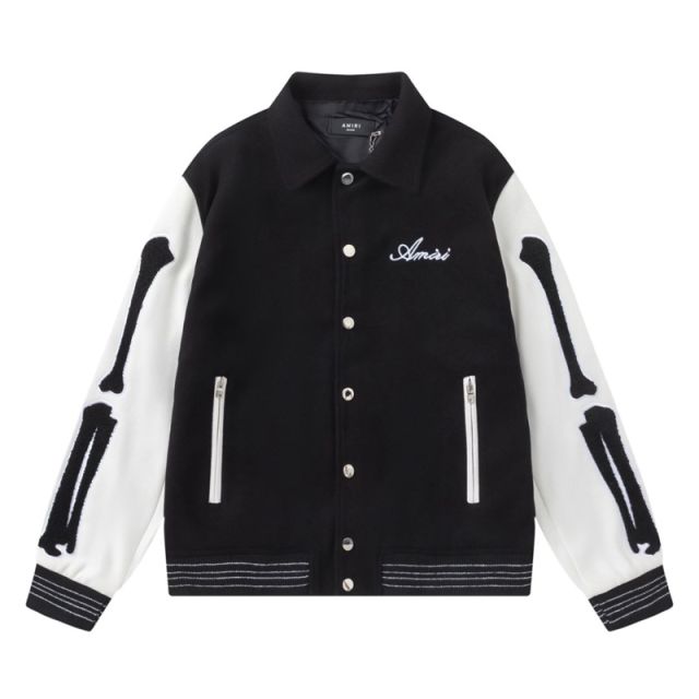 AM1RI Varsity Bone Sleeve Jacket Blue Black White
