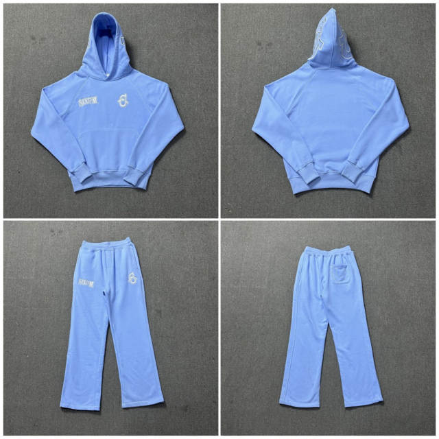 6PM Dirll Style Embroidery Hoodie Pants
