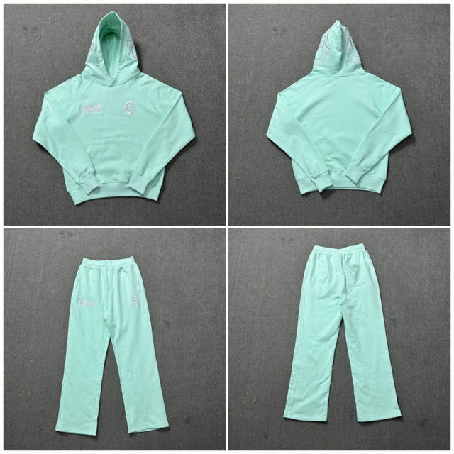 6PM Dirll Style Embroidery Hoodie Pants
